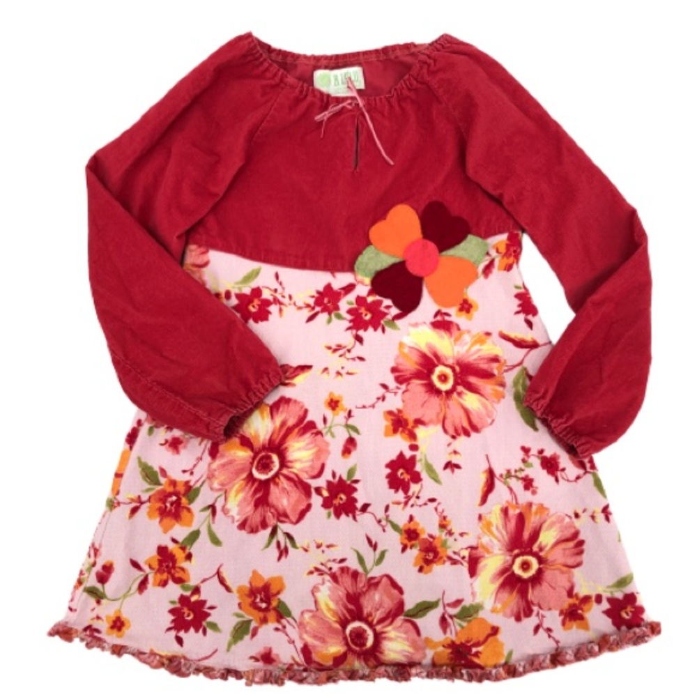 Baby Lulu Boho Corduroy w/ Flowers Dress Size 6